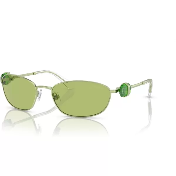 Swarovski Womens Sk7010 Oval SunglassesGreenLight Green Mirrored Silver