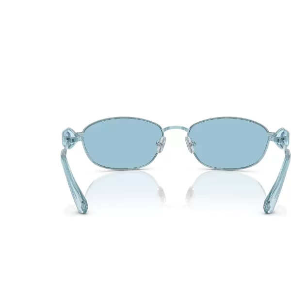 Swarovski Womens Sk7010 Oval SunglassesLight BlueLight Blue Mirrored Silver