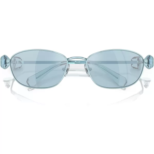 Swarovski Womens Sk7010 Oval SunglassesLight BlueLight Blue Mirrored Silver