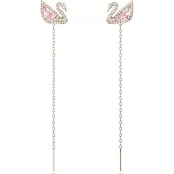 SWAROVSKI Dazzling Swan Jewelry Collection Blue Crystals Pink Crystals Clear CrystalsPierced Earrings  Rose Gold Tone