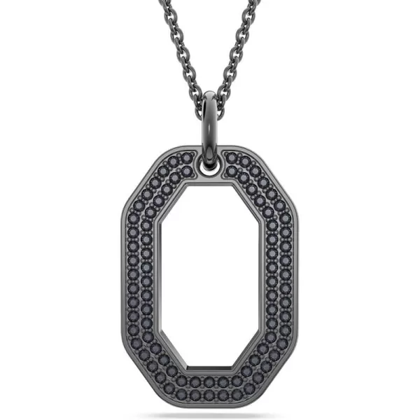 SWAROVSKI Dextera Pendant Necklace Octagon Shape with Black Crystal Pav on Ruthenium Finished Chain Part of the Dextera CollectionPendant Necklace  Ruthenium Tone Finish