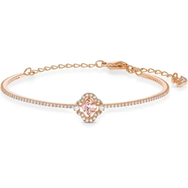 SWAROVSKI Sparkling Dance Clover Necklace Earrings and Bracelet Jewelry Collection Rose Gold Tone Finish Pink Crystals Clear CrystalsBangle Bracelet