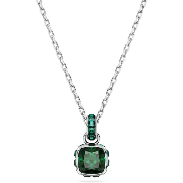 Swarovski Birthstone pendant Square cut May Green Rhodium FinishedSwarovski Birthstone pendant Square cut May Green Rhodium Finished