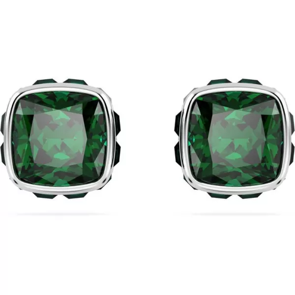 Swarovski Birthstone stud earrings Square cut May Green Rhodium FinishedSwarovski Birthstone stud earrings Square cut May Green Rhodium Finished