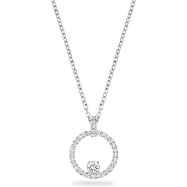 Swarovski Creativity Circle Necklace Earrings and Bracelet Jewelry Collection Clear CrystalsNecklace  Rhodium Tone