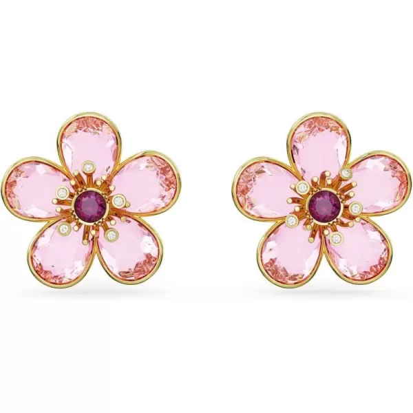 Swarovski Florere Pierced Stud Earrings with Yellow Crystals in Flower Motif on GoldTone Finish Part of the Swarovski Florere CollectionPink Flower Earrings