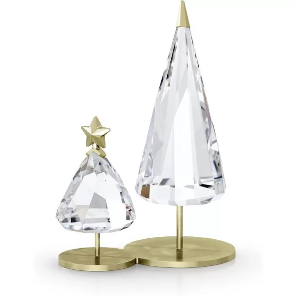 Swarovski Holiday Magic Christmas Tree Duo Clear Swarovski Crystals and Champagne Gold Tone Metal Accents Part of the Swarovski Holiday Magic CollectionChristmas Tree Duo