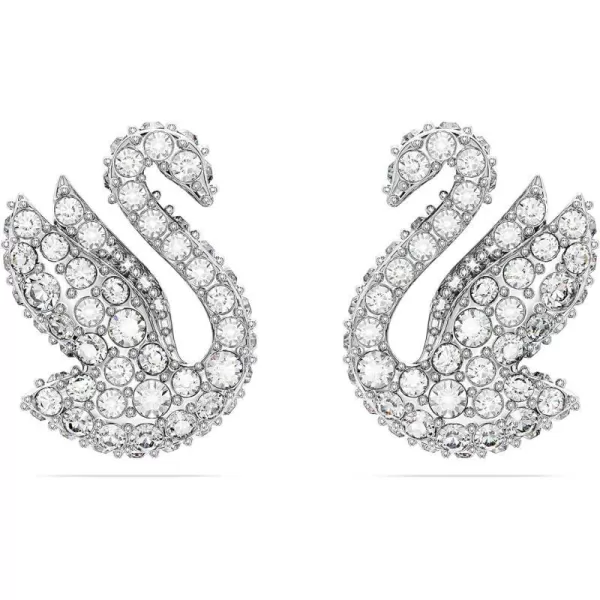 Swarovski Iconic Swan Crystal Necklace Earrings Bracelet Jewelry Collection Clear Crystals on a Rhodium Tone FinishStud Earrings