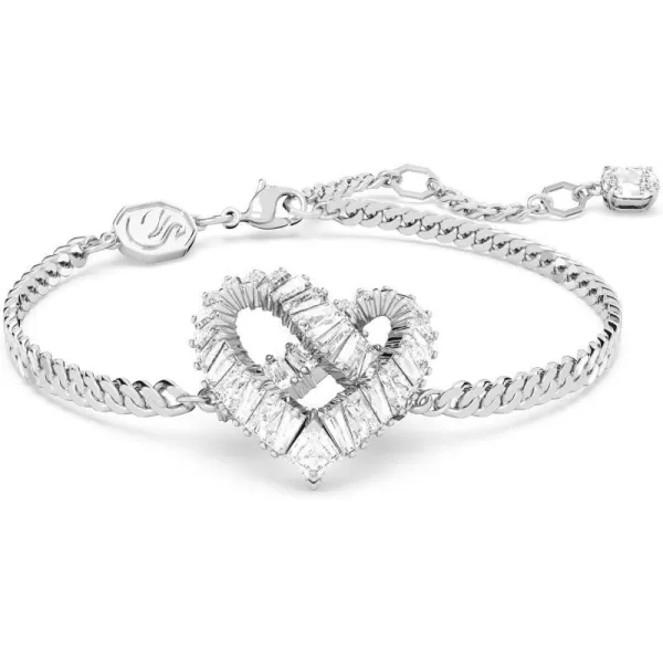 Swarovski Matrix Crystal Jewelry Collection with Heart Symbols and Rhodium Finished MetalHeart Hoop Earrings