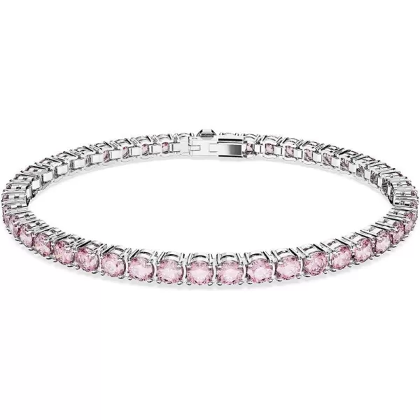 Swarovski Matrix Tennis Bracelet Collection Pink Crystals Blue Crystals Clear Crystals Round Cut Rhodium Finish Gold Tone Finish Rose Gold Tone FinishPink Medium