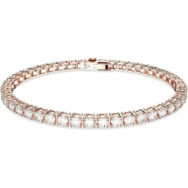 Swarovski Matrix Tennis Bracelet Collection Pink Crystals Blue Crystals Clear Crystals Round Cut Rhodium Finish Gold Tone Finish Rose Gold Tone FinishRose Gold Tone Medium