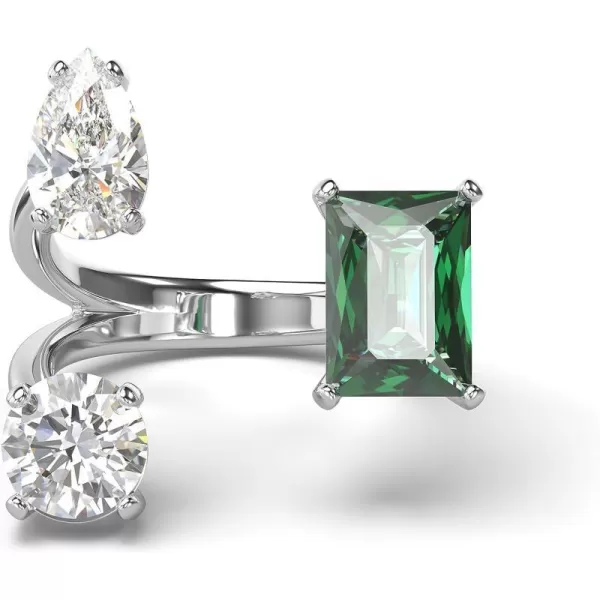 Swarovski Mesmera Open Ring Green and Clear MixedCut Stones in a SilverTone Finish Part of the Mesmera Collection5