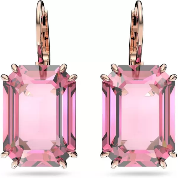 Swarovski Millenia Crystal Jewelry Earring Collection Blue Crystals Pink Crystals Yellow Crystals Clear Crystals Rhodium FinishOctagon Cut Earrings  Pink Crystals