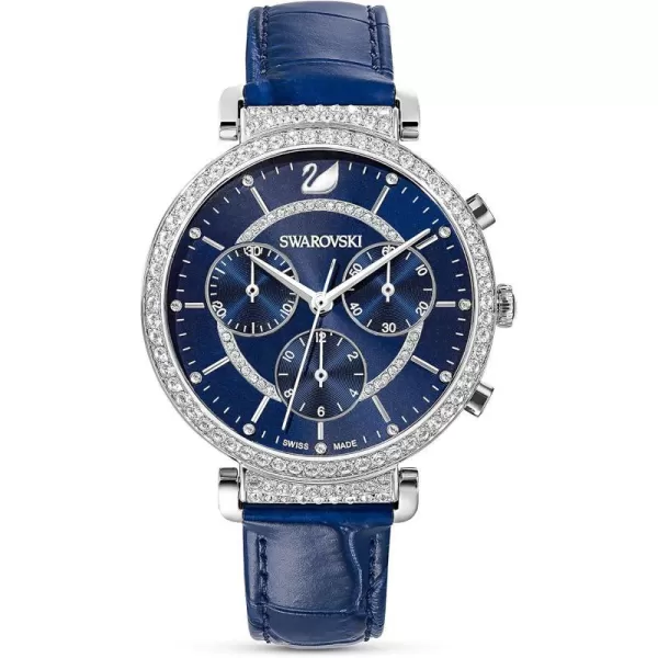 Swarovski Passage Chrono Crystal Watch Collection Leather StrapBlue