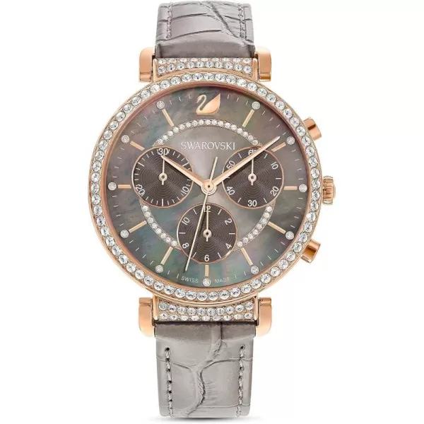 Swarovski Passage Chrono Crystal Watch Collection Leather StrapGray