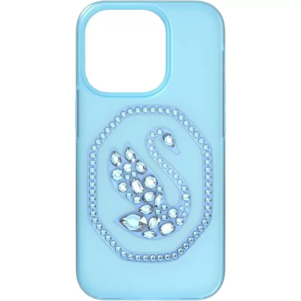 Swarovski Signum Smartphone Case for iPhone 13 Pink with Swarovski Swan Motif and Pink Swarovski Crystals Part of the Swarovski Signum CollectioniPhone 14 Pro Blue