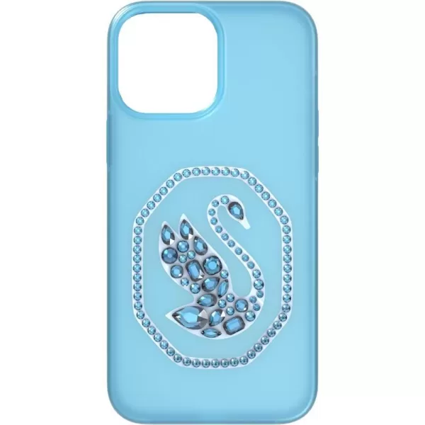 Swarovski Signum Smartphone Case for iPhone 13 Pink with Swarovski Swan Motif and Pink Swarovski Crystals Part of the Swarovski Signum CollectioniPhone 13 Pro Max Blue Crystals