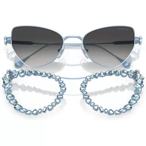 Swarovski Womens Sk 7011 with Crystal Clipon Butterfly SunglassesLight Blue MatteGrey Gradient