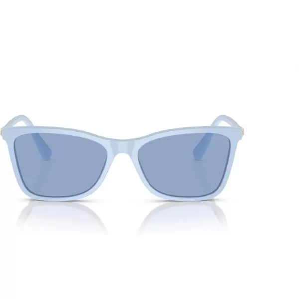 Swarovski Womens Sk6004 Rectangular SunglassesClear BlueLight Blue Mirrored Silver