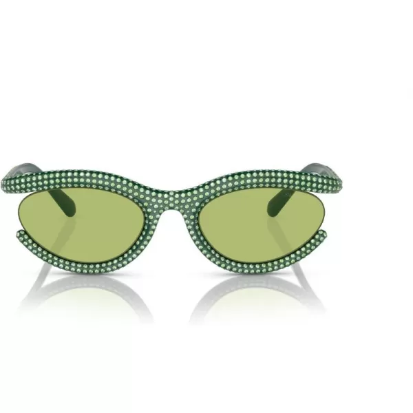 Swarovski Womens Sk6006 Oval SunglassesGreenLight Green Mirrored Silver