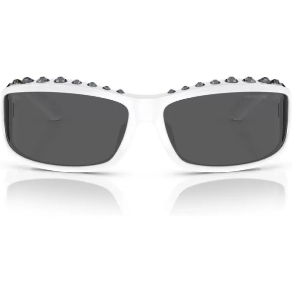 Swarovski Womens Sk6009 Rectangular SunglassesWhiteDark Grey