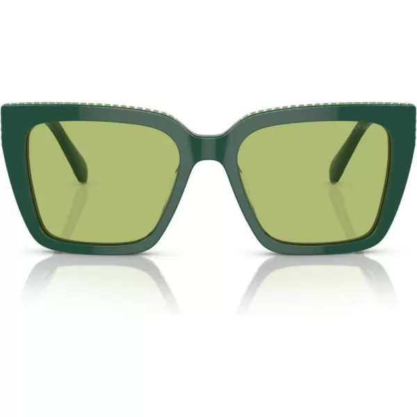 Swarovski Womens Sk6013 Square SunglassesGreenLight Green Mirrored Silver