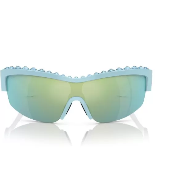 Swarovski Womens Sk6014 Rectangular SunglassesLight BlueLight Green Mirrored Blue