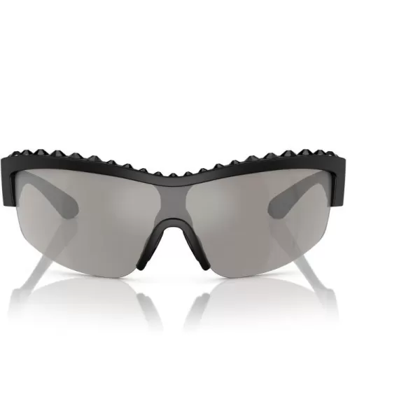 Swarovski Womens Sk6014 Rectangular SunglassesMatte BlackLight Grey Mirrored Silver