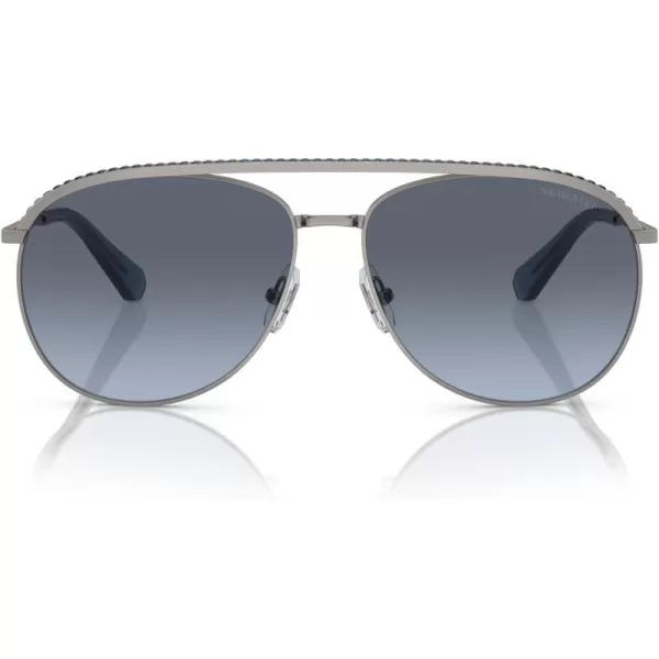 Swarovski Womens Sk7005 Aviator SunglassesGunmetalBlue Gradient Grey