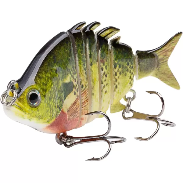 Bassdash SwimPanfish 25034oz Hard Bluegill Swimbaits Multi Jointed Topwater Trout Bass Fishing Crank LurePack of 4BLPR