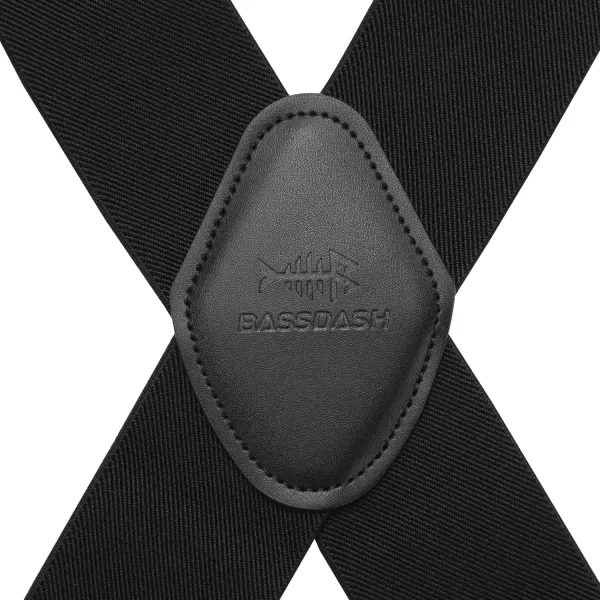 BASSDASH Mens 2 Wide XBack Adjustable Elastic Suspenders with Heavy Duty Metal ClipsBlack