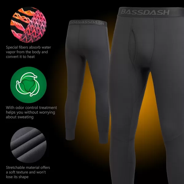 BASSDASH Mens Midweight Thermal Base Layer Pants Warm Legging Underwear Bottom Quick Dry FS20MCharcoal