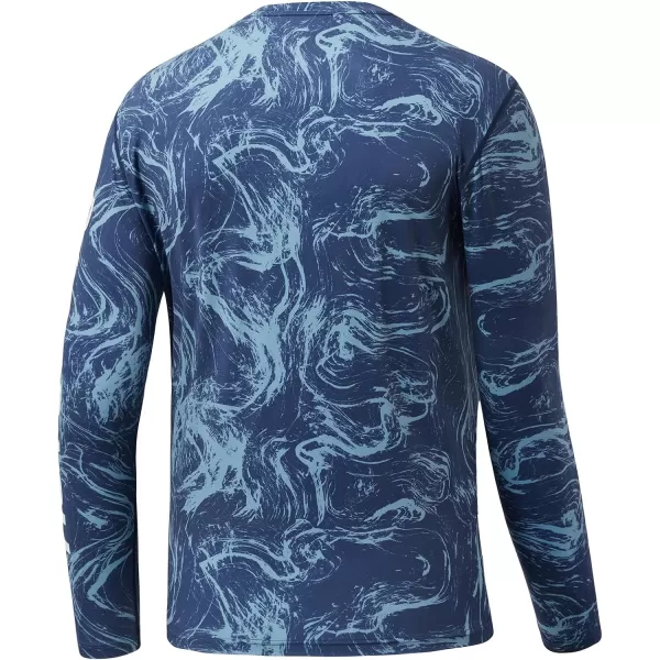 BASSDASH Mens UPF 50 Camo Long Sleeve Shirts Quick Dry Lightweight Performance Shirt for Outdoors Fishing HikingDeep Blue Ocean Camo