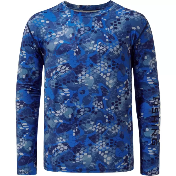 BASSDASH Mens UPF 50 Camo Long Sleeve Shirts Quick Dry Lightweight Performance Shirt for Outdoors Fishing HikingNavy Blue Scale Camo