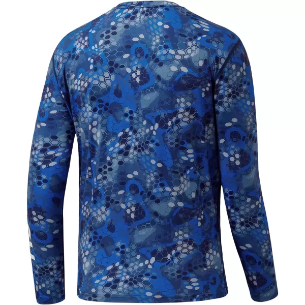 BASSDASH Mens UPF 50 Camo Long Sleeve Shirts Quick Dry Lightweight Performance Shirt for Outdoors Fishing HikingNavy Blue Scale Camo