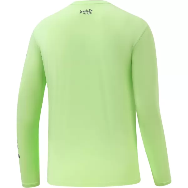 BASSDASH Mens UPF 50 Sun Protection Long Sleeve Shirts Quick Dry Performance SPF UV Shirt for Outdoors Fishing Hiking FS31MApple GreenDark Grey Logo