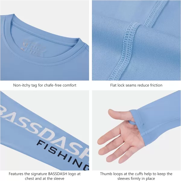 BASSDASH Mens UPF 50 Sun Protection Long Sleeve Shirts Quick Dry Performance SPF UV Shirt for Outdoors Fishing Hiking FS31MCarolinaWhite Logo