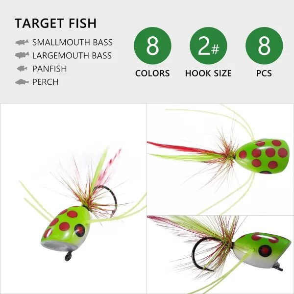 BASSDASH Popper Flies for Fly Fishing Bass Panfish Perch Topwater Fishing Lures2