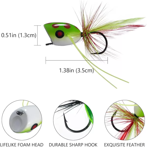 BASSDASH Popper Flies for Fly Fishing Bass Panfish Perch Topwater Fishing Lures2