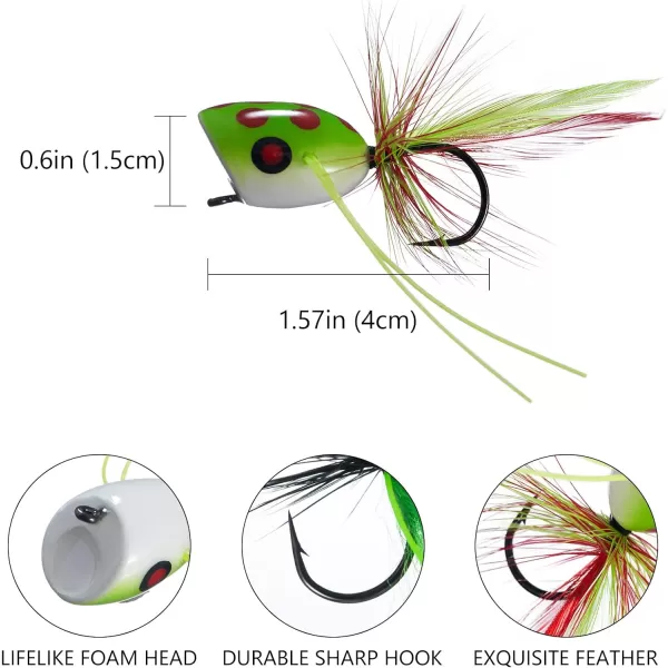 BASSDASH Popper Flies for Fly Fishing Bass Panfish Perch Topwater Fishing Lures20