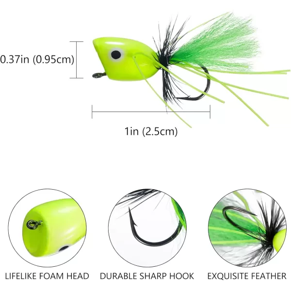 BASSDASH Popper Flies for Fly Fishing Bass Panfish Perch Topwater Fishing Lures6