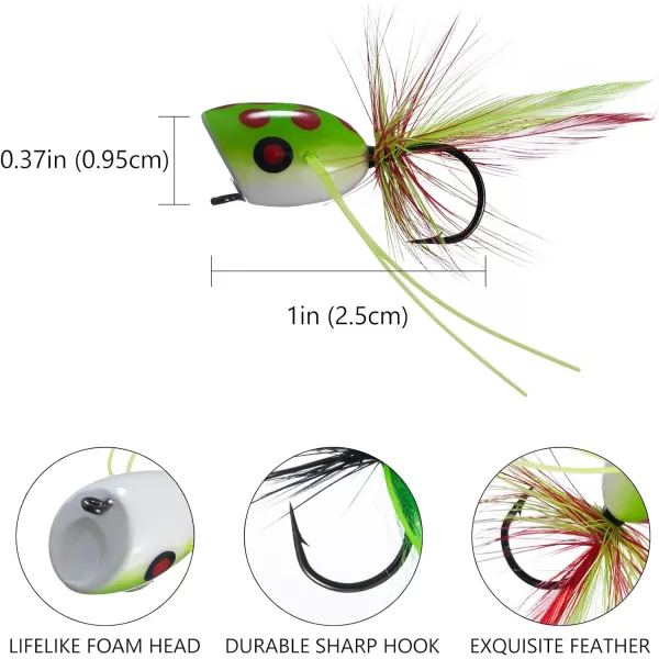 BASSDASH Popper Flies for Fly Fishing Bass Panfish Perch Topwater Fishing Lures6