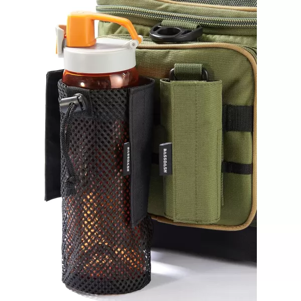 BASSDASH Tactical Molle Water Bottle Pouch with Carabiner Foldable Mesh Holder Bag for Travel Fishing Hunting Hiking Outdoor ActivitiesBlack with Molle Straps