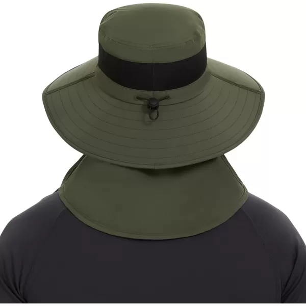 BASSDASH UPF 50 Breathable Sun Hat with Removable Face Cover and Neck Flap Wide Brim Bucket Hat for Fishing Hiking Men WomenArmy Green