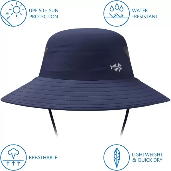 BASSDASH UPF 50 Breathable Sun Hat with Removable Face Cover and Neck Flap Wide Brim Bucket Hat for Fishing Hiking Men WomenDark Blue