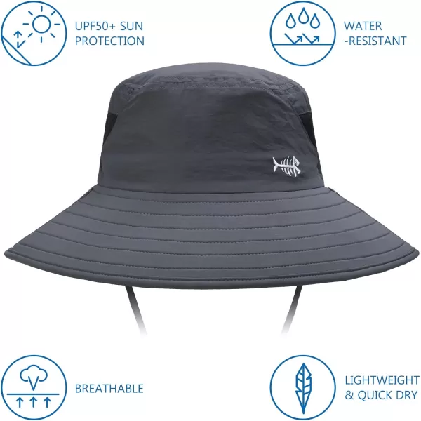 BASSDASH UPF 50 Breathable Sun Hat with Removable Face Cover and Neck Flap Wide Brim Bucket Hat for Fishing Hiking Men WomenDark Grey