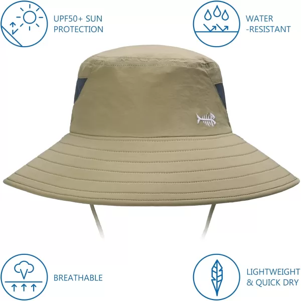 BASSDASH UPF 50 Breathable Sun Hat with Removable Face Cover and Neck Flap Wide Brim Bucket Hat for Fishing Hiking Men WomenKhaki