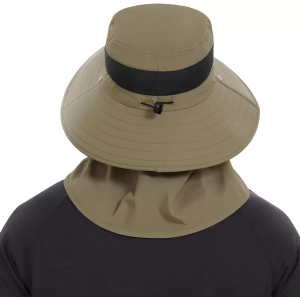 BASSDASH UPF 50 Breathable Sun Hat with Removable Face Cover and Neck Flap Wide Brim Bucket Hat for Fishing Hiking Men WomenKhaki