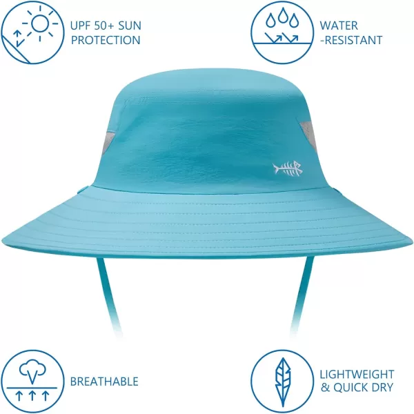 BASSDASH UPF 50 Breathable Sun Hat with Removable Face Cover and Neck Flap Wide Brim Bucket Hat for Fishing Hiking Men WomenLight Blue