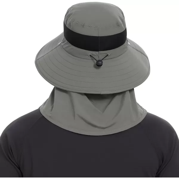 BASSDASH UPF 50 Breathable Sun Hat with Removable Face Cover and Neck Flap Wide Brim Bucket Hat for Fishing Hiking Men WomenLight Grey